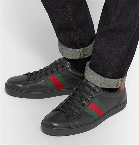 gucci ace snakeskin-trimmed leather sneakers|Gucci ace leather sneaker review.